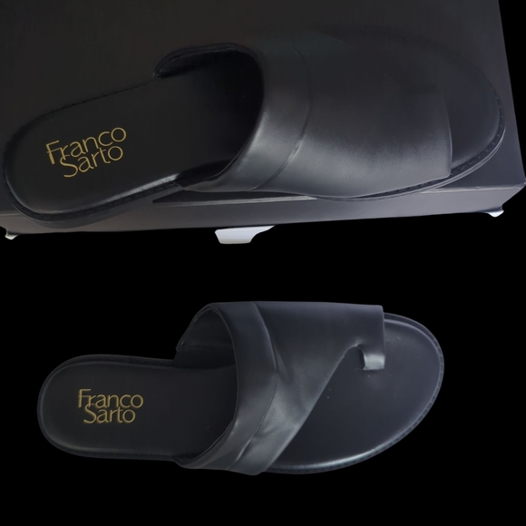 Franco Sarto Black Leather Sandals - Picture 7 of 9